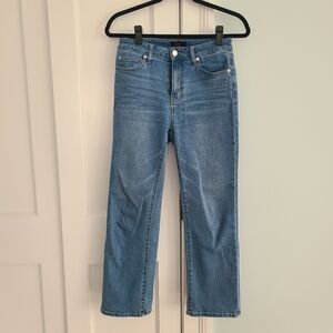 Quince Bella Stetch Cropped Straight Jeans, 26, Medium Wash